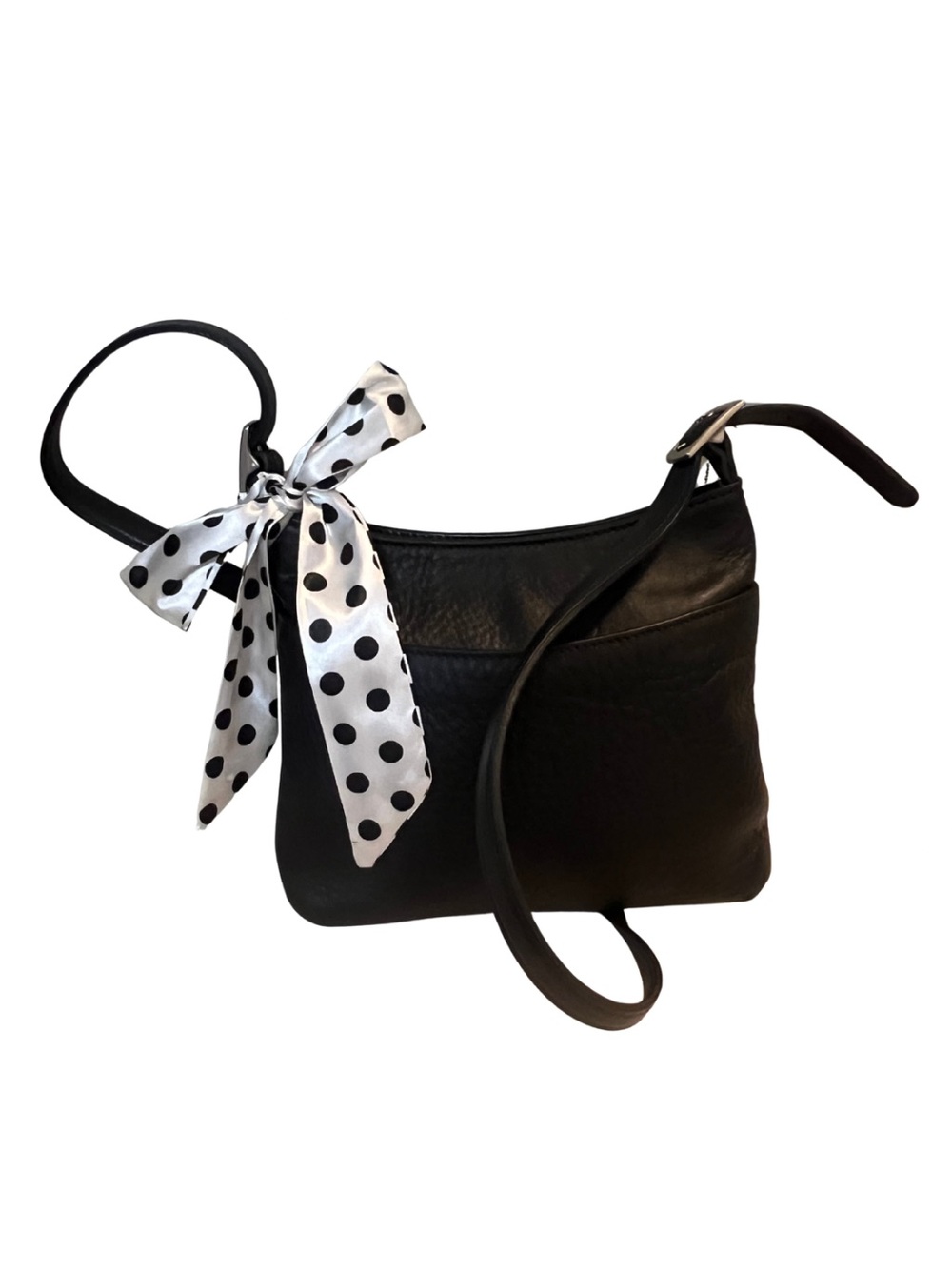 Coach Black Leather Shoulder Crossbody Bag Silver Buckle 90s Vintage